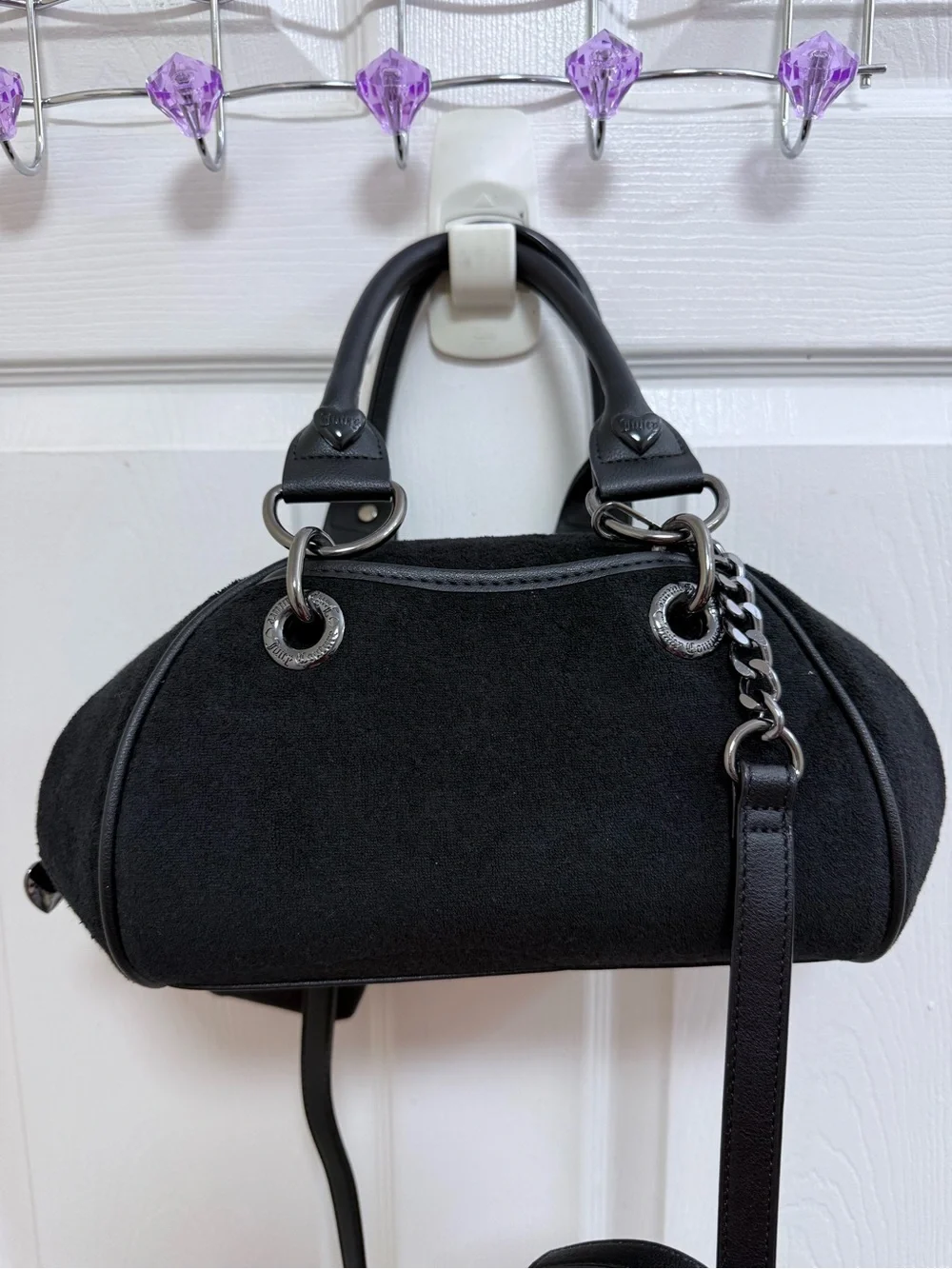 NWT Juicy Couture Juicy Angel Satchel in Liquorice w Heart Charm & Coin Purse